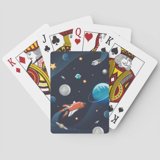 Jeu De Cartes Navette spatiale Voyage Lune Étoiles (dos)