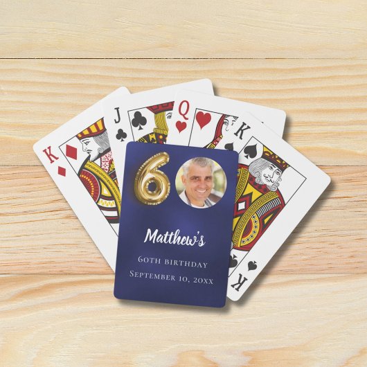 Jeu De Cartes Navy blue gold 60th photo birthday party