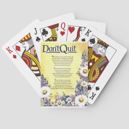 Jeu De Cartes Ne pas quitter=poème inspirant (dos)