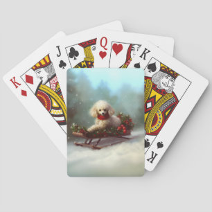 Jeu De Cartes Neige de Noël caniche hiver