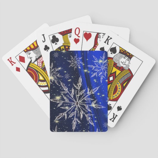 Jeu De Cartes Neige sur arrière - plan bleu (dos)