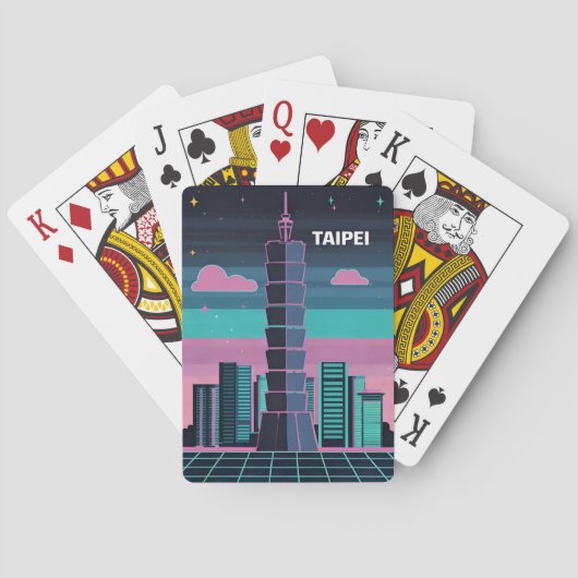 Jeu De Cartes Neon 80s Synthwave Taipei 101 Taiwan (dos)