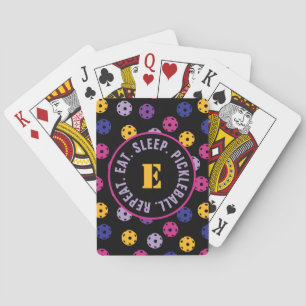 Jeu De Cartes Neon sur le pickleball noir, avec initial