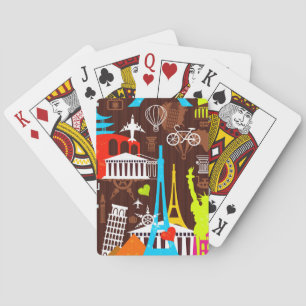 Jeu De Cartes Neon World Travel Motif