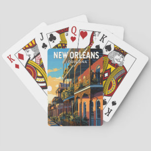 Jeu De Cartes New Orleans Louisiana Travel Art Vintage