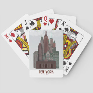 Jeu De Cartes New York dans les nuages - Rouge foncé et vert