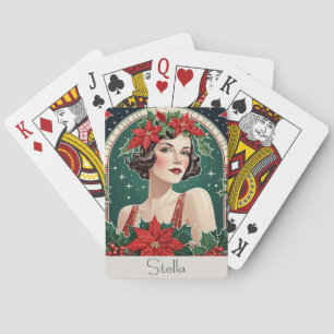 Jeu De Cartes Noel Art Déco Inspiré Portrait Lady Retro