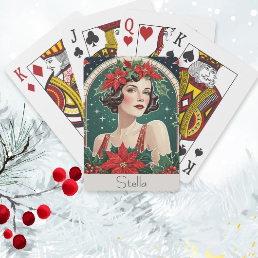 Jeu De Cartes Noel Art Déco Inspiré Portrait Lady Retro