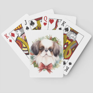Jeu De Cartes Noël Couronne de Chin Japonais Puppy Festif