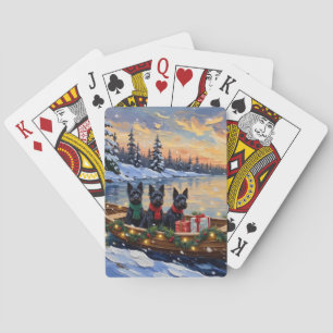 Jeu De Cartes Noël en bateau avec un Scottish Terrier
