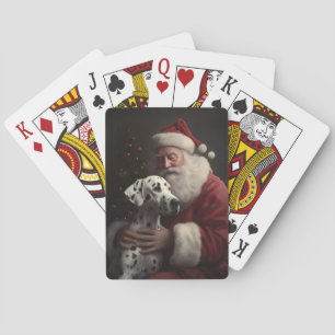 Jeu De Cartes Noël festif Dalmatien avec le Père Noël