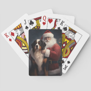 Jeu De Cartes Noël festif du chien de montagne bernois du Père N