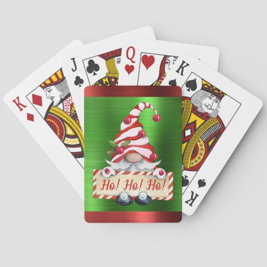 Jeu De Cartes Noël Gnome Ho ! Ho ! Ho ! Rouge vert métallique (dos)