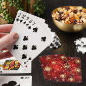 Jeu De Cartes Noël Golden Snowflakes sur Arrière - plan rouge (In Situ)