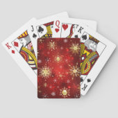 Jeu De Cartes Noël Golden Snowflakes sur Arrière - plan rouge (dos)
