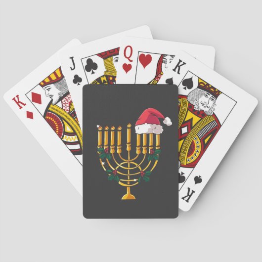 Jeu De Cartes Noël Hanoukka Juif Père Noël Menorah (dos)