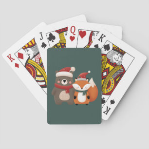 Jeu De Cartes Noël/hiver Mignonne Ours et renard