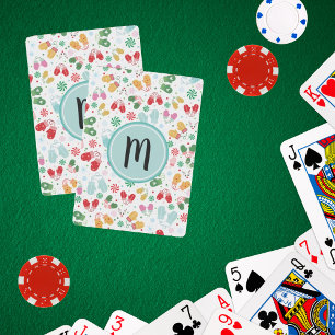 Jeu De Cartes Noël hiver Mittens Candy Motif Monogramme