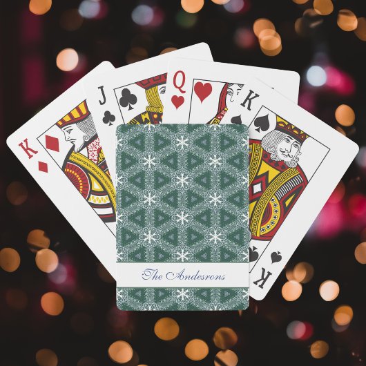 Jeu De Cartes Noël Motif de flocon de neige personnalisé vert