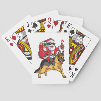 Jeu De Cartes Noël Père Noël équitation berger allemand Noël