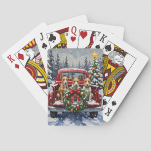 Jeu De Cartes Noël Rat Terrier Camion Rouge Fêtes