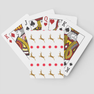 Jeu De Cartes Noël Reindeer Stars or rouge