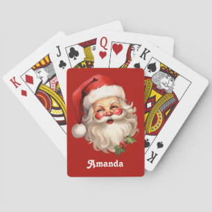 Jeu De Cartes Noël rétro Holly Jolly Santa Claus