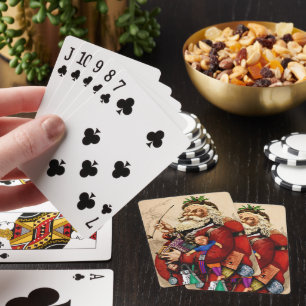 Jeu De Cartes Noël vintage, jouets en pipe de Père Noël victorie