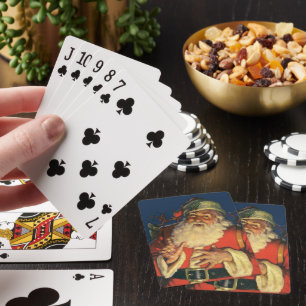 Jeu De Cartes Noël vintage, joyeux Père Noël avec des jouets