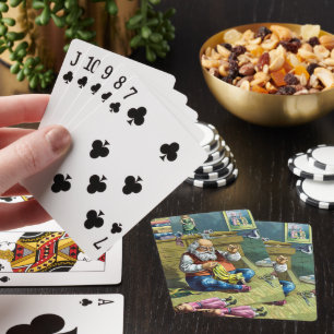 Jeu De Cartes Noël vintage, le Père Noël fabriquant des poupées