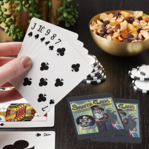 Jeu De Cartes Noël vintage, livre Santa Claus et ses œuvres
