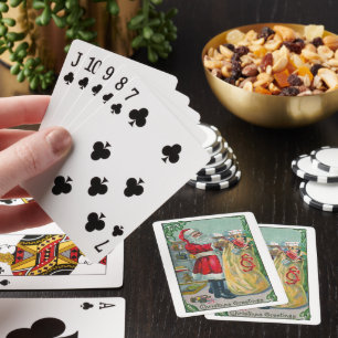 Jeu De Cartes Noël vintage, Père Noël victorien avec des jouets