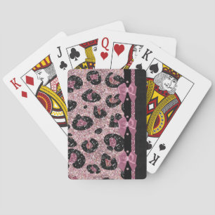 Jeu De Cartes Nœuds ruban imprimé léopard rose rockabilly RAB