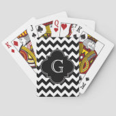 Jeu De Cartes Noir blanc Chevron noir Quatrefoil Monogramme (dos)