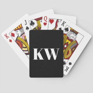 Jeu De Cartes Noir Blanc Grand Monogramme Initiales Personnalisé