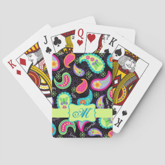Jeu De Cartes Noir coloré moderne Motif Monogramme  Paisley