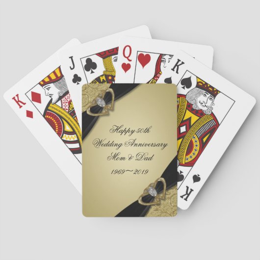 Jeu De Cartes Noir d'or 50e anniversaire Mariage (dos)