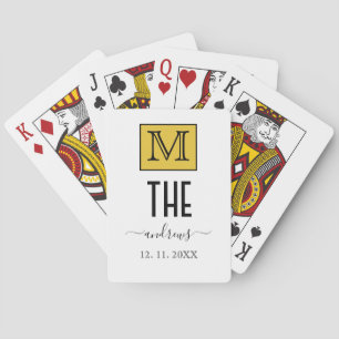 Jeu De Cartes Noir et or Personnalisé Monogramme et Nom Jouer