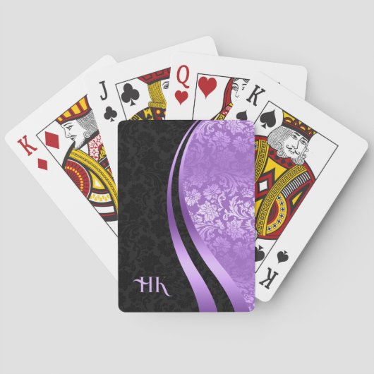 Jeu De Cartes Noir et violet damé lignes dynamiques design (dos)