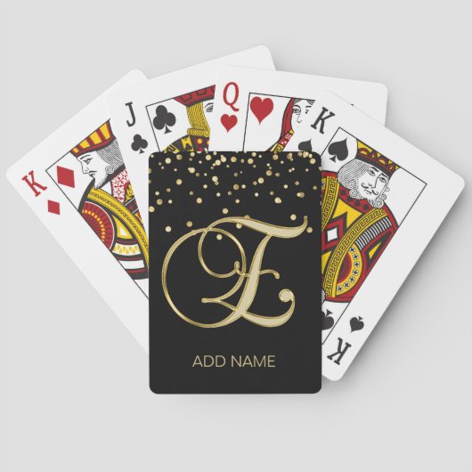Jeu De Cartes Noir fait sur commande personnalisé d'or de la (dos)