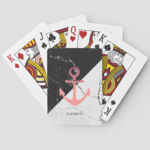 Jeu De Cartes Noir & Marbre blanc blanc Ancre