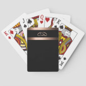 Jeu De Cartes Noir rose or monogramme initiales élégant (dos)