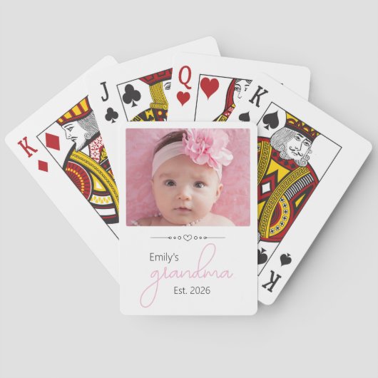 Jeu De Cartes Nom Année de création de grand-mère Photo Script P (dos)