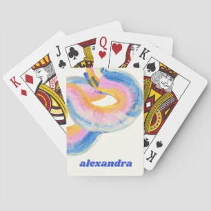 Jeu De Cartes Nom aquarelle abstraite artistique bleue et jaune