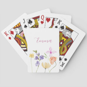Jeu De Cartes Nom aquarelle Fleur sauvage Minimaliste Bohème