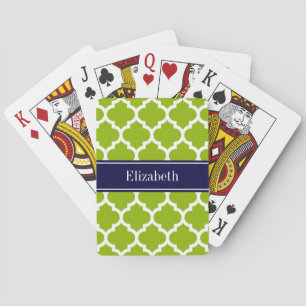 Jeu De Cartes Nom bleu de la marine Monogram