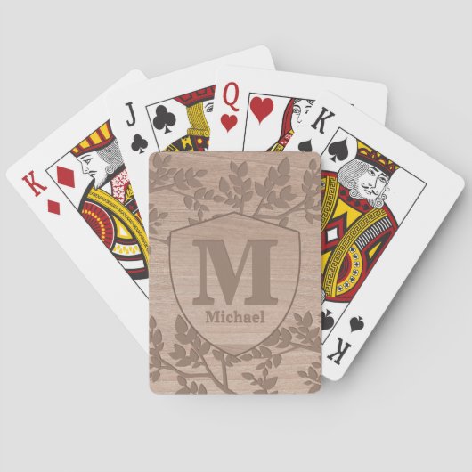 Jeu De Cartes Nom bohème Brown en bois Monogramme (dos)