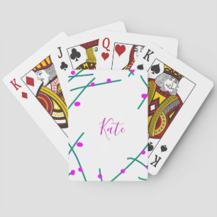 Jeu De Cartes Nom d'arbre de cerisier vert rose bohème rétro rus