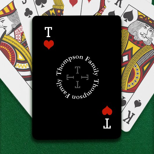 Jeu De Cartes Nom de famille circulaire monogramme noir