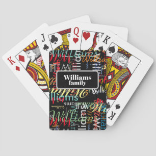 Jeu De Cartes Nom de famille coloré répété sur noir